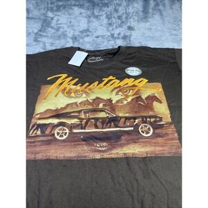 Newport Blue Mens Medium Horse Cars Ford Mustang 100% Cotton Graphic T-Shirt NEW